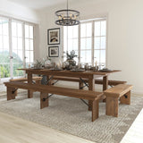 Commercial Grade Series 8' x 40'' Folding Farm Table and Four Bench Set