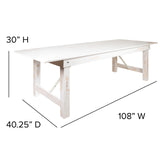 English Elm Commercial Grade Series 9' x 40" Folding Farm Table and Two Bench Set