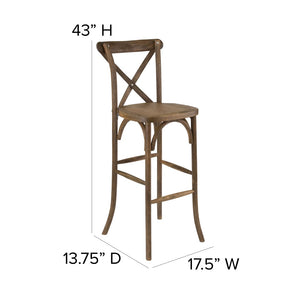 English Elm Commercial Grade Series Wood Cross Back Barstool