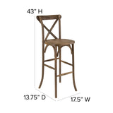 English Elm Commercial Grade Series Wood Cross Back Barstool