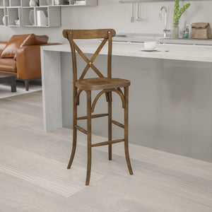 English Elm Commercial Grade Series Wood Cross Back Barstool