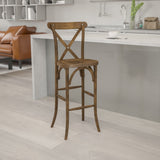 Commercial Grade Series Wood Cross Back Barstool