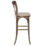 English Elm Commercial Grade Series Wood Cross Back Barstool with Cushion