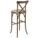 English Elm Commercial Grade Series Wood Cross Back Barstool with Cushion