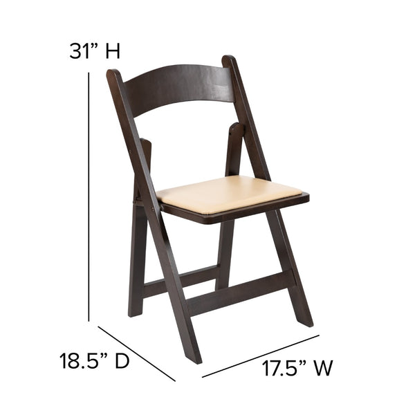 English Elm Commercial Grade Series Wood Folding Chair with Vinyl Padded Seat