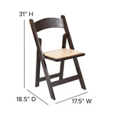 English Elm Commercial Grade Series Wood Folding Chair with Vinyl Padded Seat