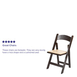 English Elm Commercial Grade Series Wood Folding Chair with Vinyl Padded Seat