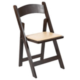 English Elm Commercial Grade Series Wood Folding Chair with Vinyl Padded Seat