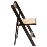 English Elm Commercial Grade Series Wood Folding Chair with Vinyl Padded Seat