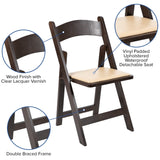 English Elm Commercial Grade Series Wood Folding Chair with Vinyl Padded Seat