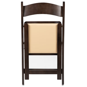English Elm Commercial Grade Series Wood Folding Chair with Vinyl Padded Seat