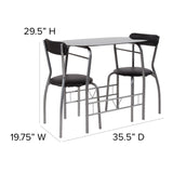 English Elm 3 Piece Space-Saver Bistro Set with Glass Top Table and Vinyl Padded Chairs