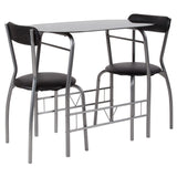 English Elm 3 Piece Space-Saver Bistro Set with Glass Top Table and Vinyl Padded Chairs