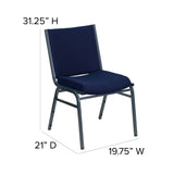 English Elm Commercial Grade Series Heavy Duty Navy Dot Fabric Stack Chair