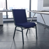 Heavy Duty Navy Dot Fabric Stack Chair - 550 lb. Capacity - Commercial Grade