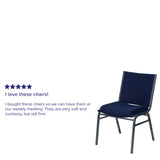 English Elm Commercial Grade Series Heavy Duty Navy Dot Fabric Stack Chair