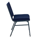 English Elm Commercial Grade Series Heavy Duty Navy Dot Fabric Stack Chair