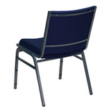 English Elm Commercial Grade Series Heavy Duty Navy Dot Fabric Stack Chair