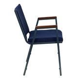 English Elm Commercial Grade Series Heavy Duty Navy Dot Fabric Stack Chair with Arms