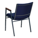 English Elm Commercial Grade Series Heavy Duty Navy Dot Fabric Stack Chair with Arms