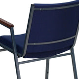 English Elm Commercial Grade Series Heavy Duty Navy Dot Fabric Stack Chair with Arms