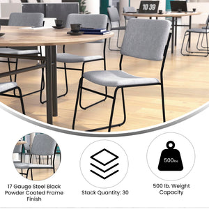 English Elm Commercial Grade 500 lb. Capacity High Density Fabric Stacking Chair with Sled Base