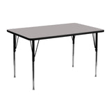 Commercial Grade 24''W x 48''L Rectangular Grey HP Laminate Activity Table - Standard Height Adjustable Legs