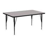 Commercial Grade 24''W x 48''L Rectangular Grey HP Laminate Activity Table - Height Adjustable Short Legs