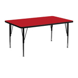 English Elm Commercial Grade 24''W x 48''L Rectangular HP Laminate Activity Table - Height Adjustable Short Legs