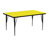 English Elm Commercial Grade 24''W x 48''L Rectangular HP Laminate Activity Table - Height Adjustable Short Legs