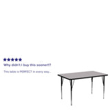 English Elm Commercial Grade 24''W x 48''L Rectangular Grey Thermal Laminate Activity Table - Standard Height Adjustable Legs