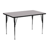 English Elm Commercial Grade 24''W x 48''L Rectangular Grey Thermal Laminate Activity Table - Standard Height Adjustable Legs