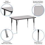 English Elm Commercial Grade 24''W x 48''L Rectangular Grey Thermal Laminate Activity Table - Standard Height Adjustable Legs