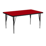 English Elm Commercial Grade 24''W x 48''L Rectangular Thermal Laminate Activity Table - Height Adjustable Short Legs