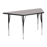 Commercial Grade 22.5''W x 45''L Trapezoid Grey HP Laminate Activity Table - Standard Height Adjustable Legs