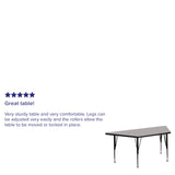 English Elm Commercial Grade 22.5''W x 45''L Trapezoid Grey HP Laminate Activity Table - Height Adjustable Short Legs