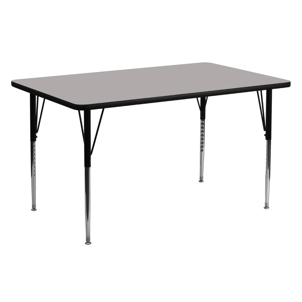 English Elm Commercial Grade 24''W x 60''L Rectangular Grey HP Laminate Activity Table - Standard Height Adjustable Legs
