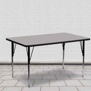 English Elm Commercial Grade 24''W x 60''L Rectangular Grey HP Laminate Activity Table - Standard Height Adjustable Legs