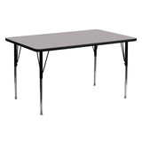 English Elm Commercial Grade 24''W x 60''L Rectangular Grey HP Laminate Activity Table - Standard Height Adjustable Legs