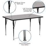 English Elm Commercial Grade 24''W x 60''L Rectangular Grey HP Laminate Activity Table - Standard Height Adjustable Legs