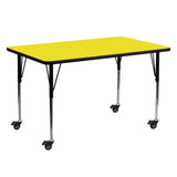 English Elm Commercial Grade Mobile 24''W x 60''L Rectangular HP Laminate Activity Table - Standard Height Adjustable Legs