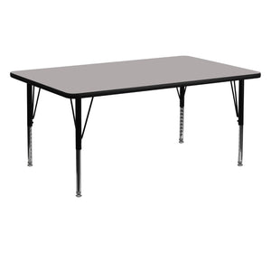 English Elm Commercial Grade 24''W x 60''L Rectangular Grey HP Laminate Activity Table - Height Adjustable Short Legs