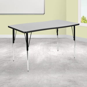 English Elm Commercial Grade 28"W x 47.5"L Rectangular Wave Flexible Collaborative Thermal Laminate Activity Table-Standard Height Adjust Legs