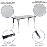 English Elm Commercial Grade 28"W x 47.5"L Rectangular Wave Flexible Collaborative Thermal Laminate Activity Table-Standard Height Adjust Legs