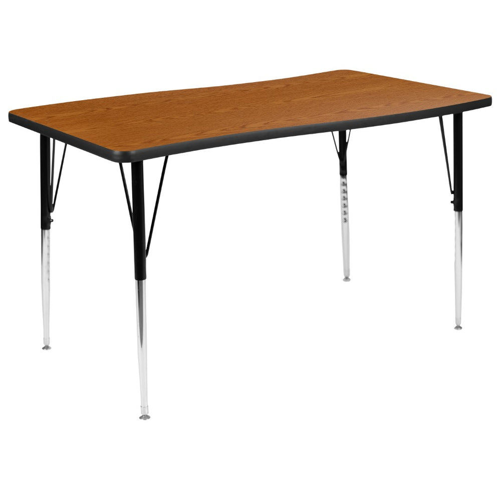 English Elm Commercial Grade 28"W x 47.5"L Rectangular Wave Flexible Collaborative Finish Laminate Activity Table - Standard Height Adjust Legs