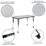 English Elm Commercial Grade Mobile 28"W x 47.5"L Rectangle Wave Flexible Collaborative Laminate Activity Table-Standard Height Adjust Legs