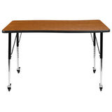 English Elm Commercial Grade Mobile 28"W x 47.5"L Rectangle Wave Flexible Collaborative Laminate Activity Table-Standard Height Adjust Legs