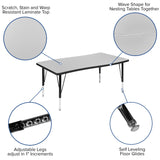 English Elm Commercial Grade 28"W x 47.5"L Rectangle Wave Flexible Collaborative Thermal Laminate Activity Table - Height Adjust Short Legs