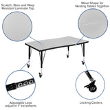 English Elm Commercial Grade Mobile 28"W x 47.5"L Rectangle Wave Flexible Collaborative Laminate Activity Table - Height Adjust Short Legs