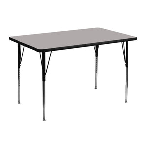 English Elm Commercial Grade 30''W x 48''L Rectangular Grey HP Laminate Activity Table - Standard Height Adjustable Legs